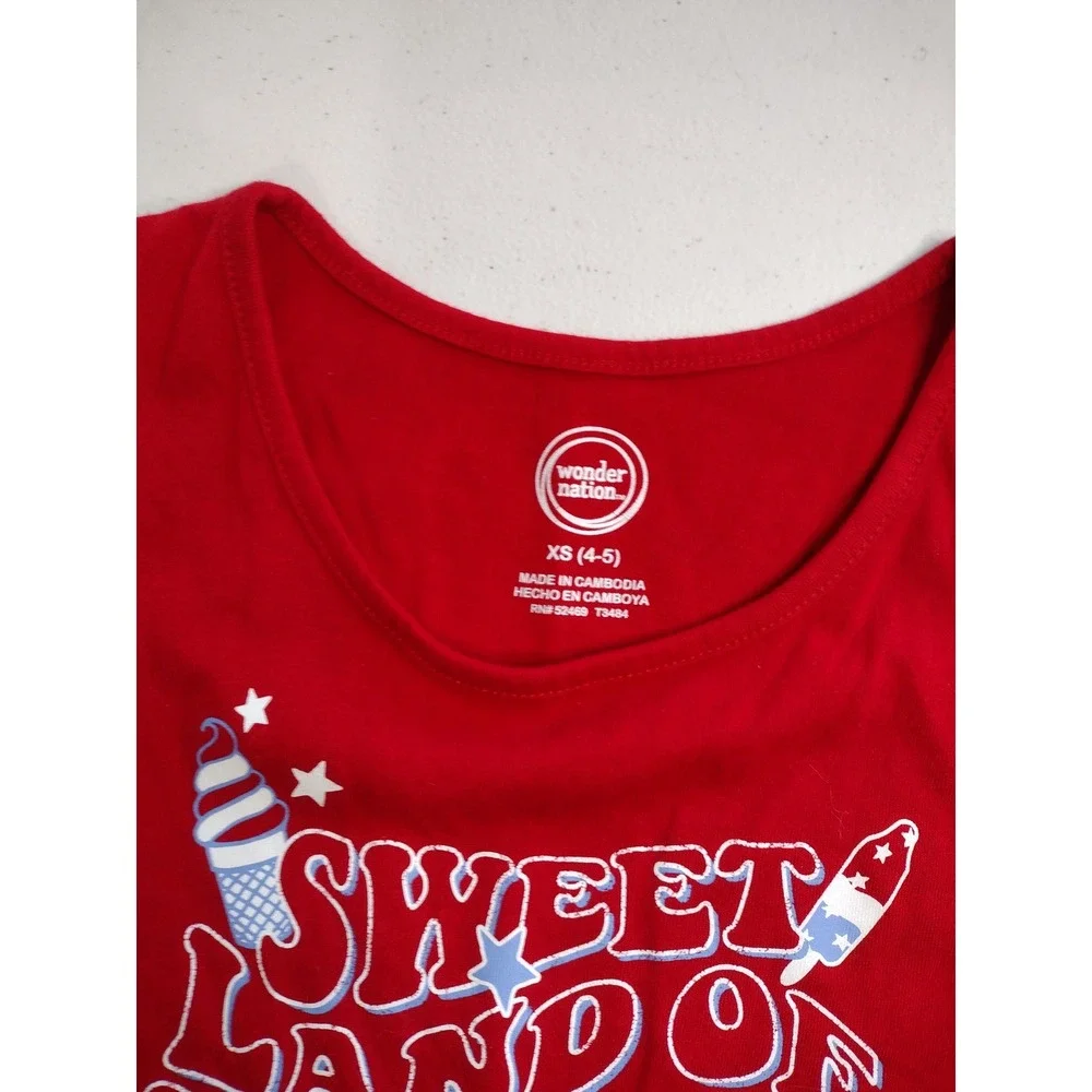 Wonder Nation Girls‎ Red Fringe Tank Black Shorts Set Sweet Land of Liberty XS